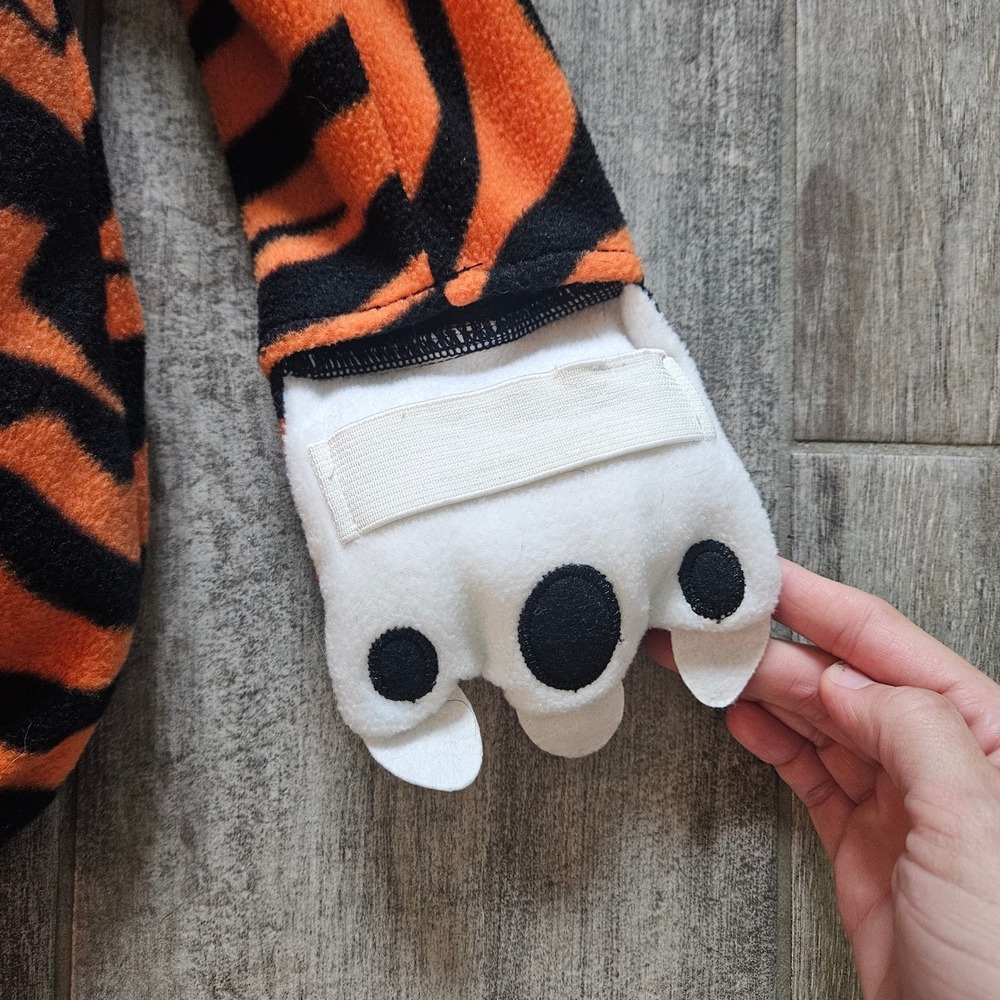 Old Navy Tiger Costume Kids 4T/5T Orange Black Striped Hooded Fleece Halloween - Picture 4 of 16
